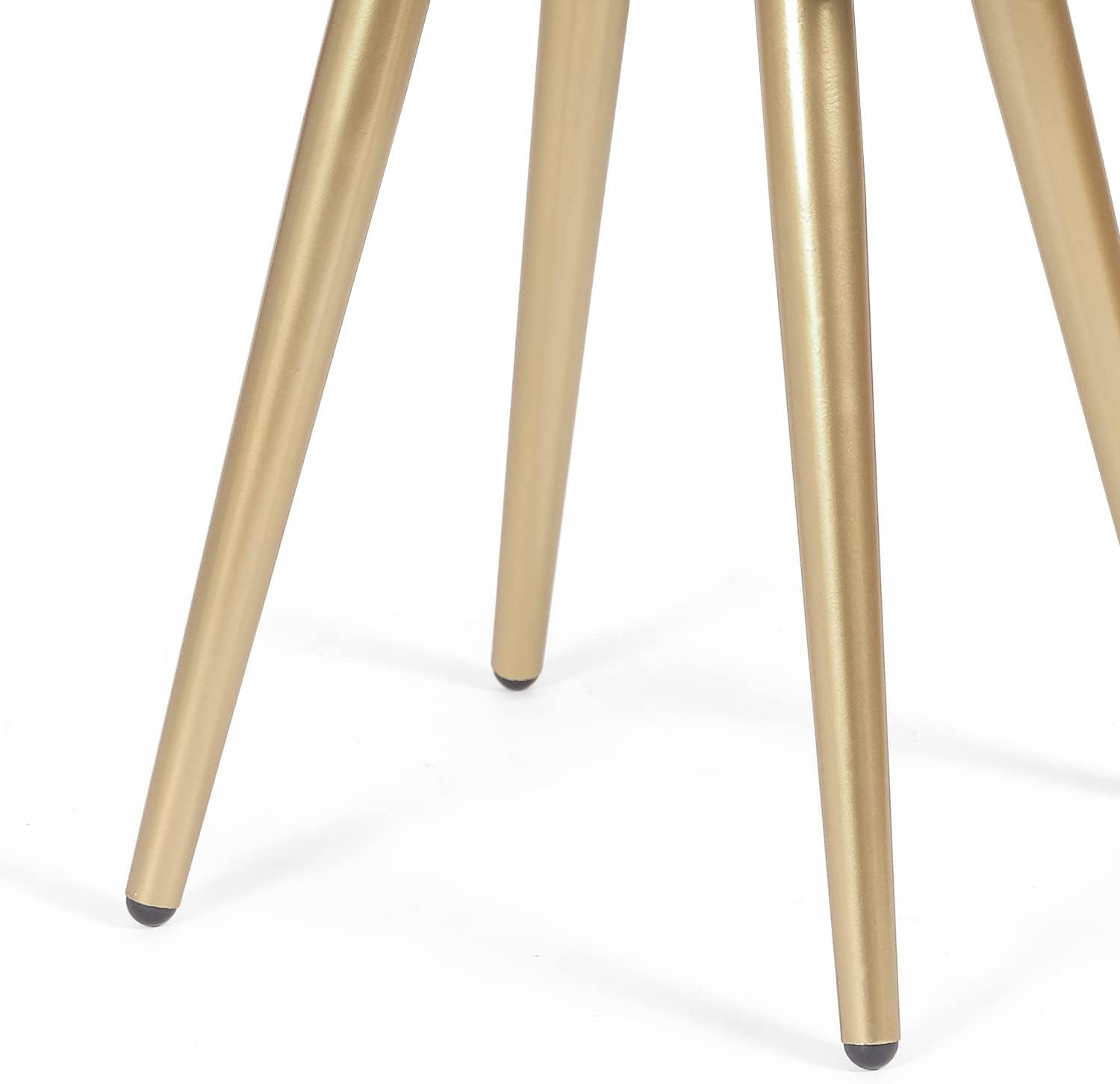 Velvet Vanity Stool, Round Ottoman with Storage & Gold Metal Base