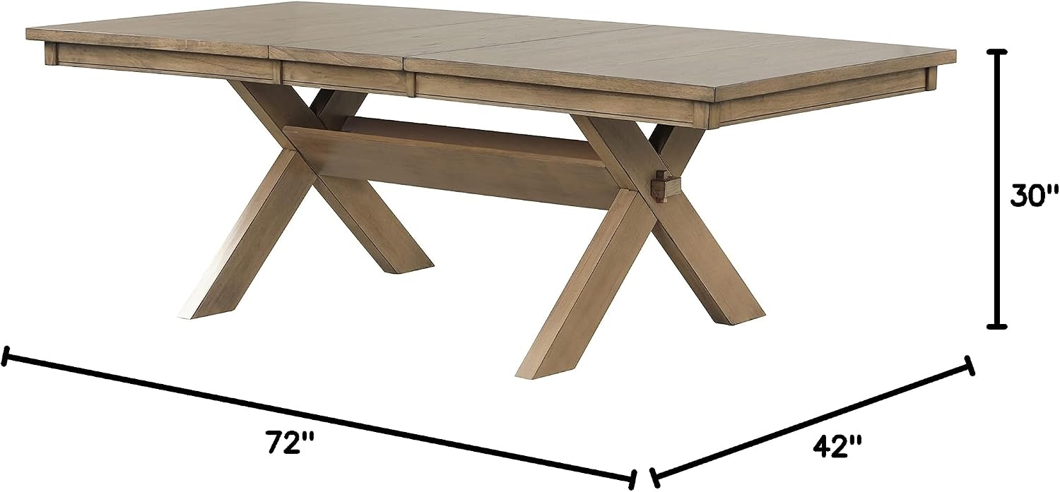 Extendable Farmhouse Dining Table, Rustic Wood Trestle Table with Leaf
