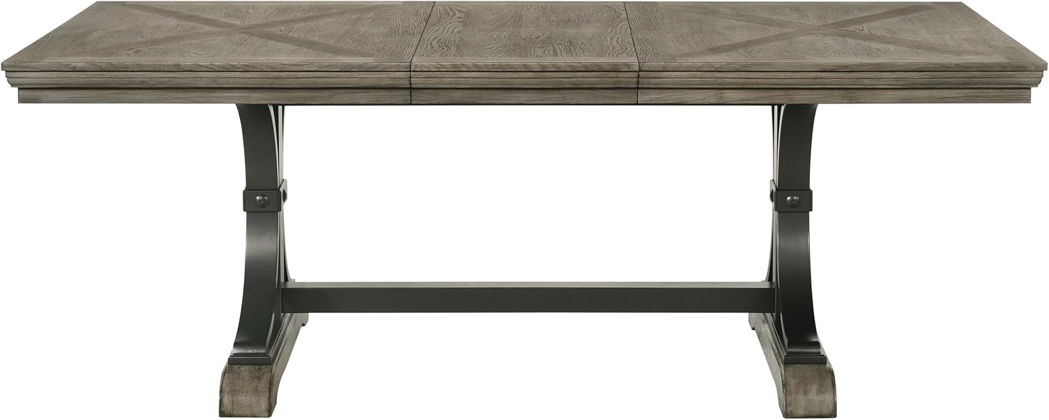 Driftwood Dining Table, Extendable Farmhouse Table with Double Pedestal Base