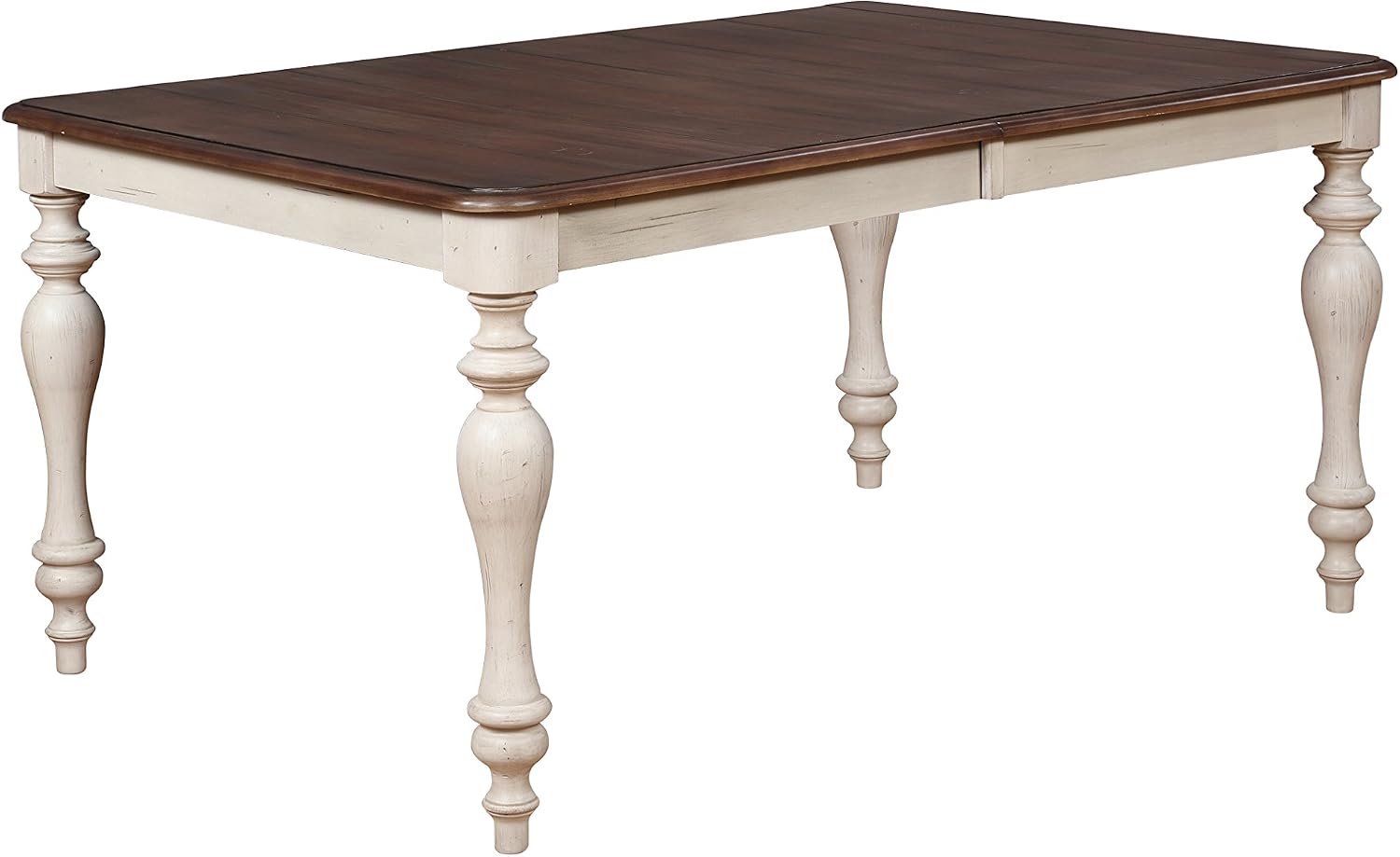 Weathered Oak Dining Table, Extendable Farmhouse Table with Turned Legs