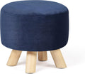 Round Velvet Ottoman Footstool – Upholstered Accent Stool for Living Room & Bedroom