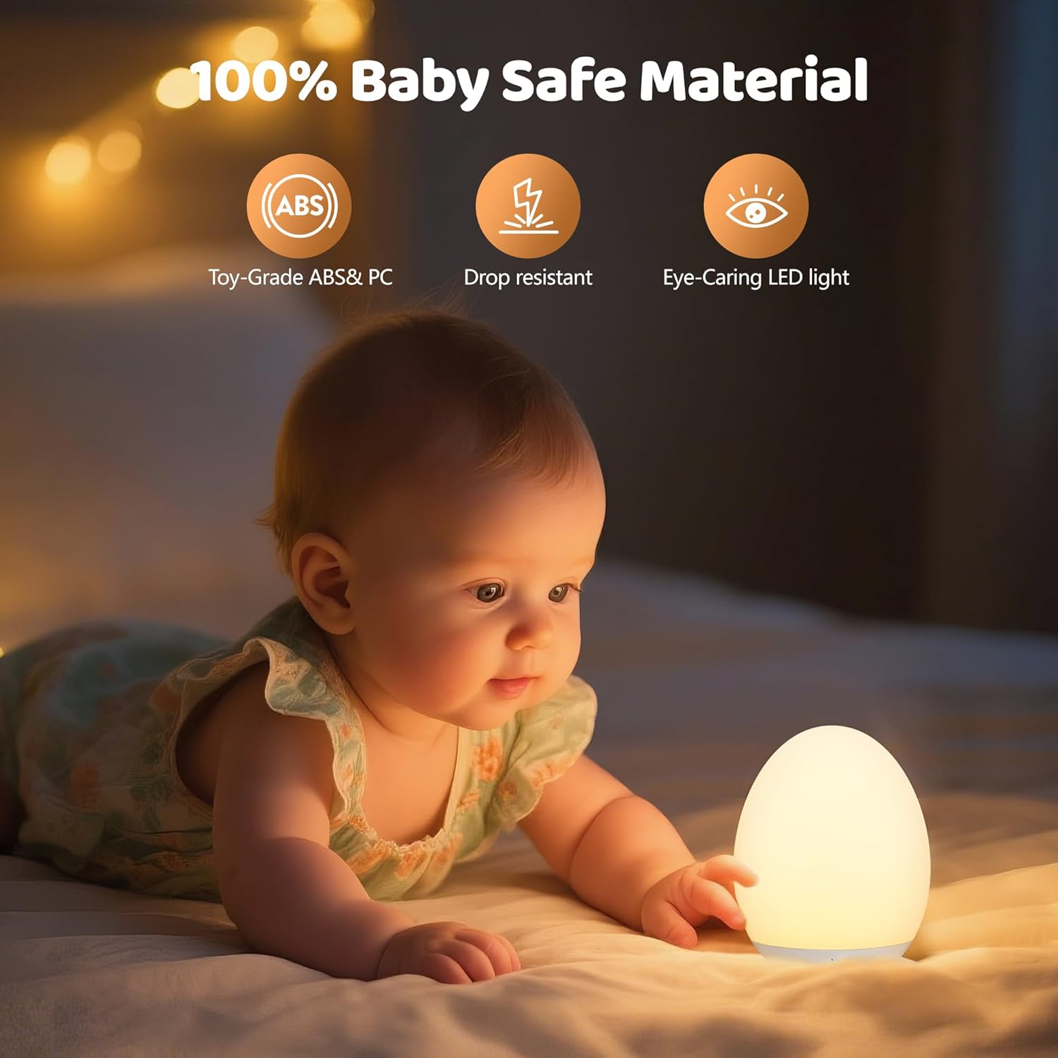🌙 Rechargeable Touch Night Light – 8-Color Changing, Dimmable LED Nursery Lamp with 1H Timer ✨