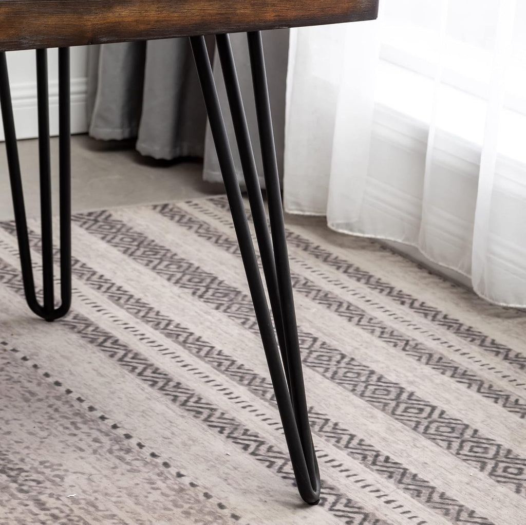 Industrial Dining Table, Rustic Wood Top with Black Hairpin Legs