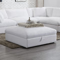 Modern Feather-Filled Storage Ottoman, Plush Upholstered Cocktail Ottoman