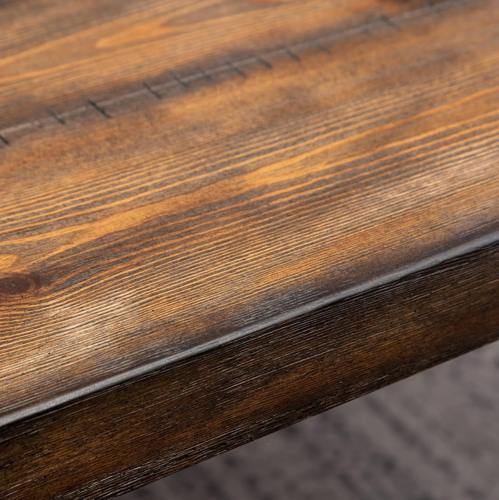 Industrial Dining Table, Rustic Wood Top with Black Hairpin Legs