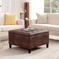 Vintage Leather Storage Ottoman, Padded Footrest & Bench