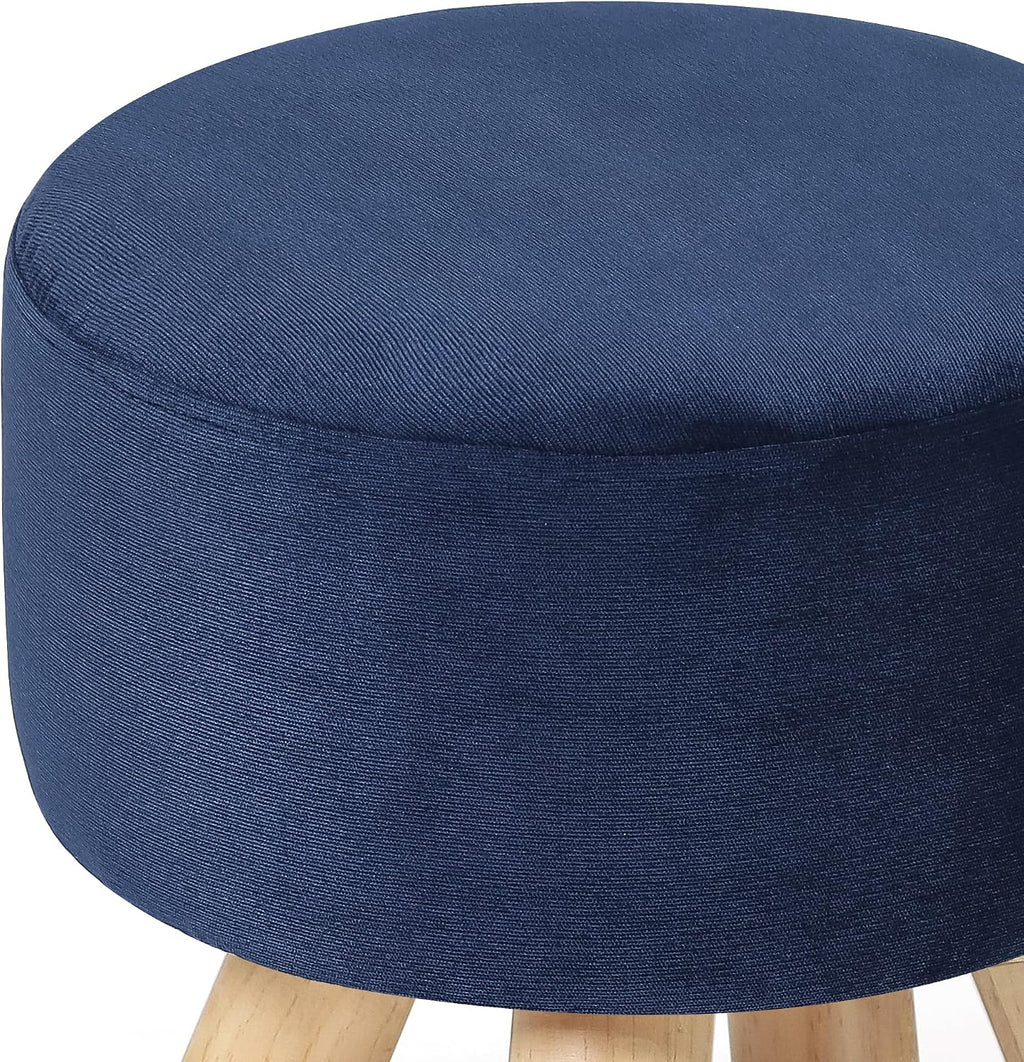 Round Velvet Ottoman Footstool – Upholstered Accent Stool for Living Room & Bedroom