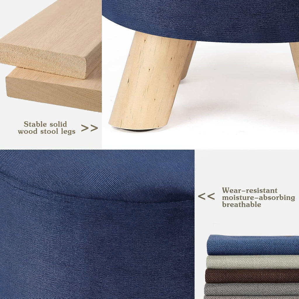 Round Velvet Ottoman Footstool – Upholstered Accent Stool for Living Room & Bedroom
