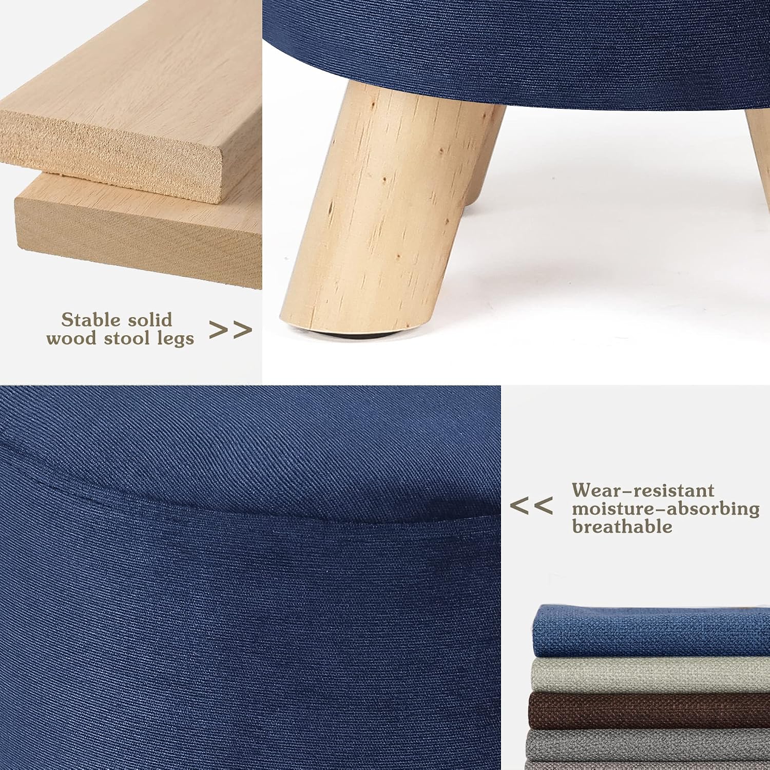 Round Velvet Ottoman Footstool – Upholstered Accent Stool for Living Room & Bedroom