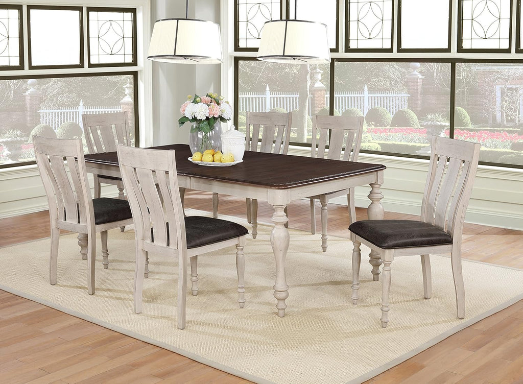 Weathered Oak Dining Table, Extendable Farmhouse Table with Turned Legs
